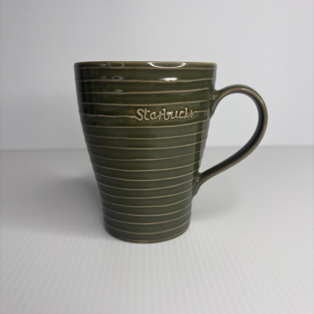Starbucks Coffee Cup Design House Stockholm Olive Green Ribbed Mug 2009 Cottage